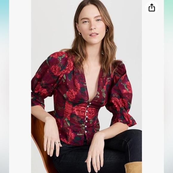 Free People Found You Printed Floral Top - Picture 3 of 9